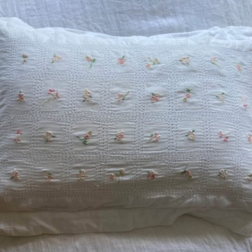 Ralph Lauren floral White Embroidered Pillow